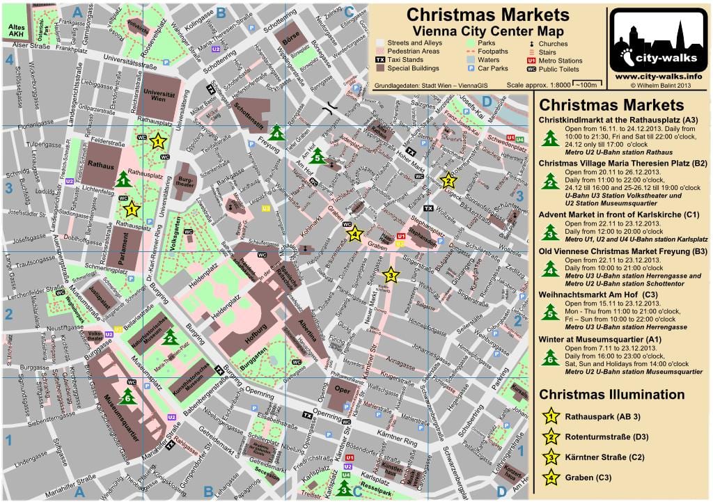 地図ウィーンのクリスマスマーケット