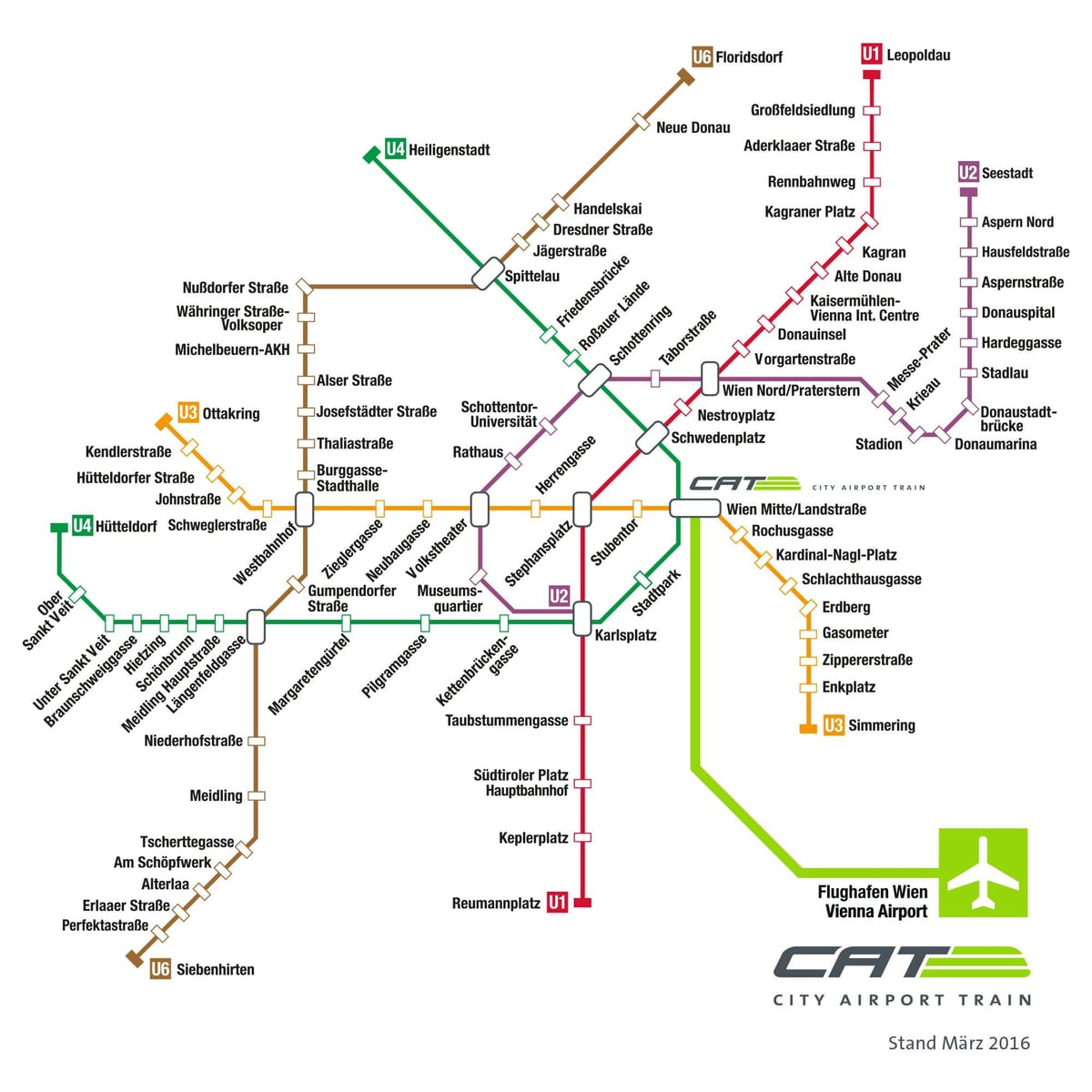 ウィーンの空港駅での地図