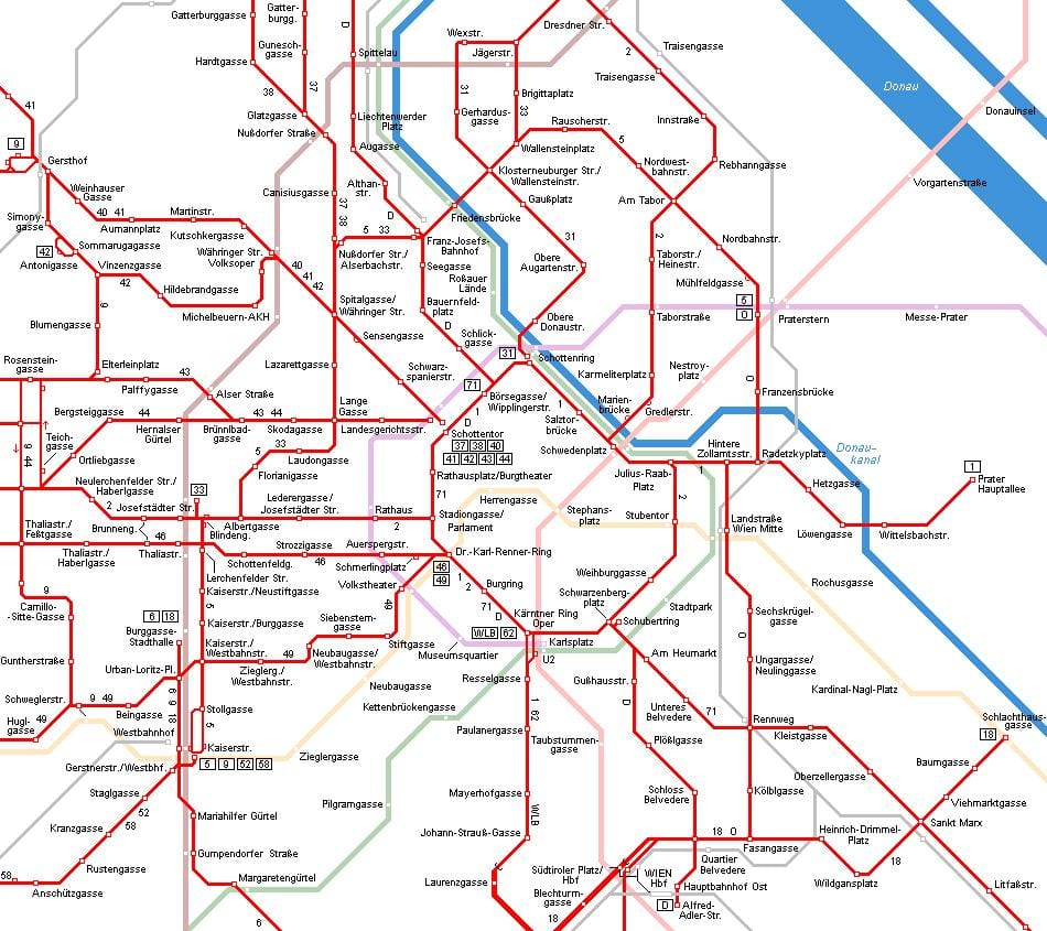 ウィーン列車の地図