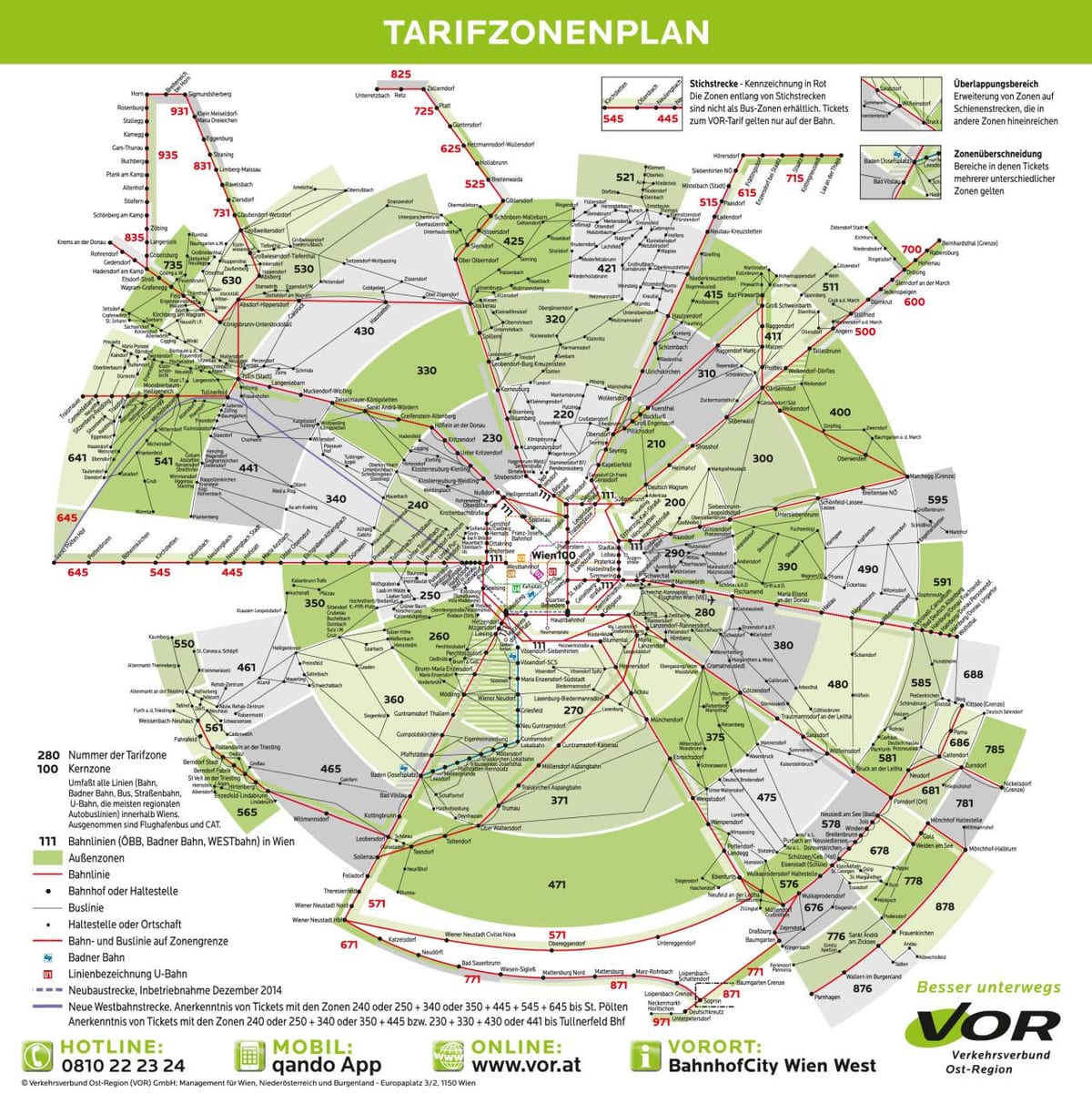 地図のウィーンメトロゾーン100