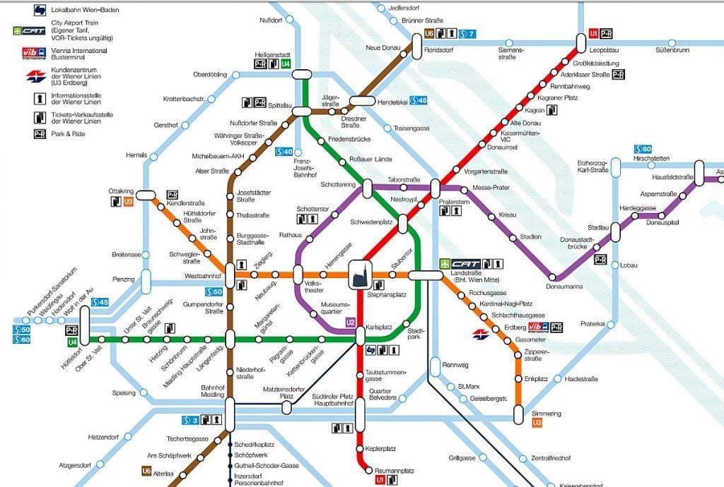 ウィーン地下鉄の地図