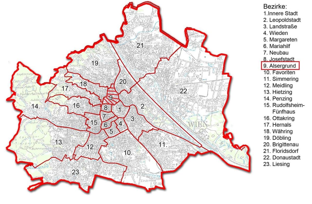 ウィーンbezirk地図