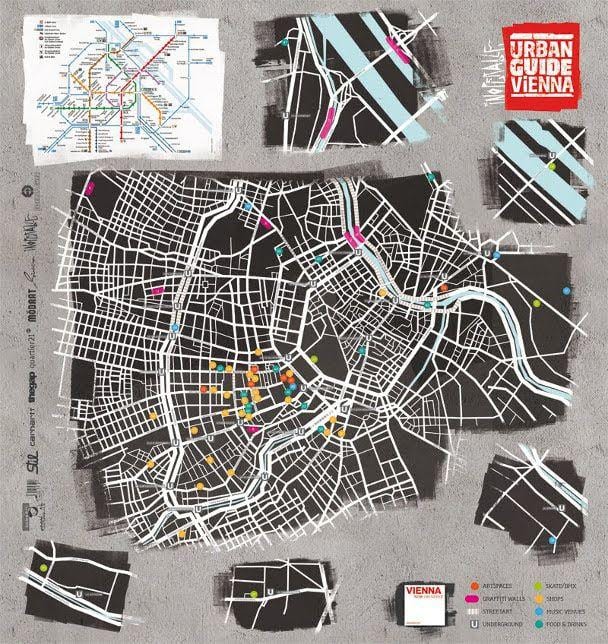 地図のストリートアートウィーン