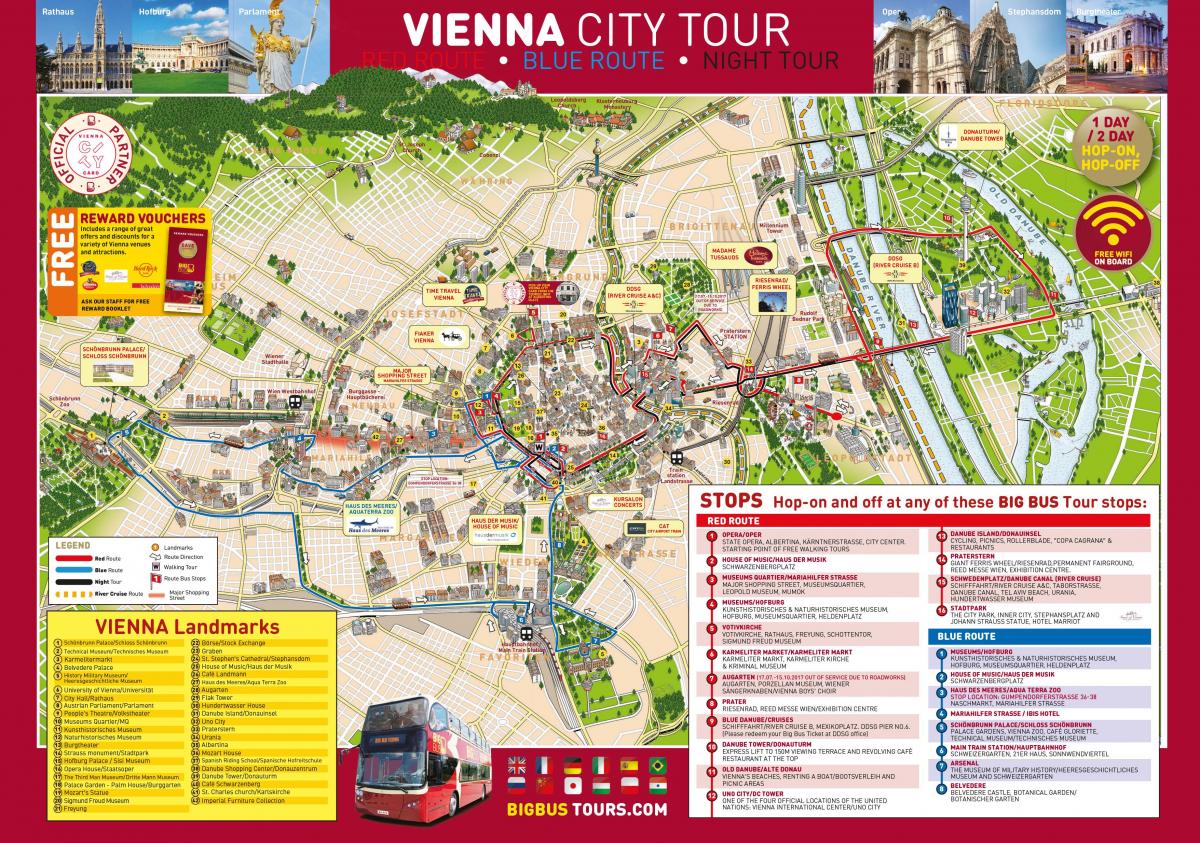 ウィーンの大きなバスツアーの地図