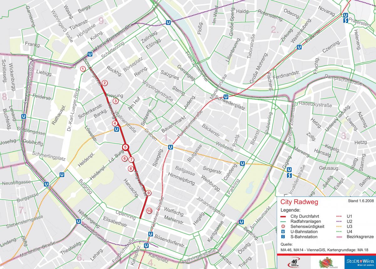 ウィーンのサイクリングの地図