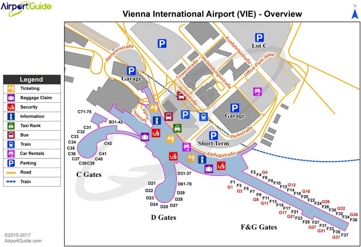 地図ウィーンの空港行先