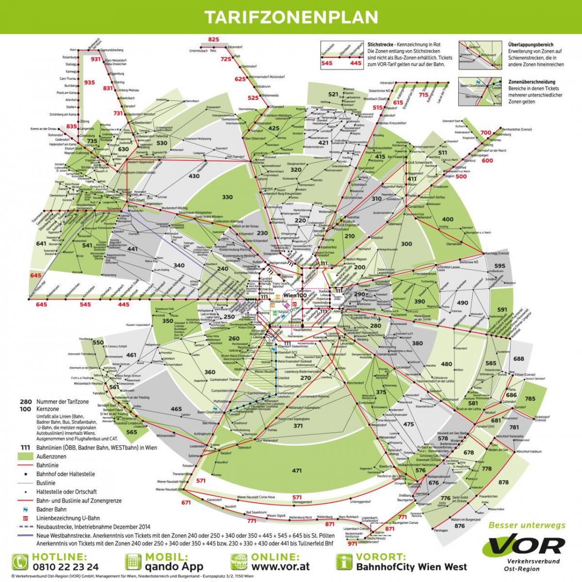 地図ウィーンの輸送ゾーン