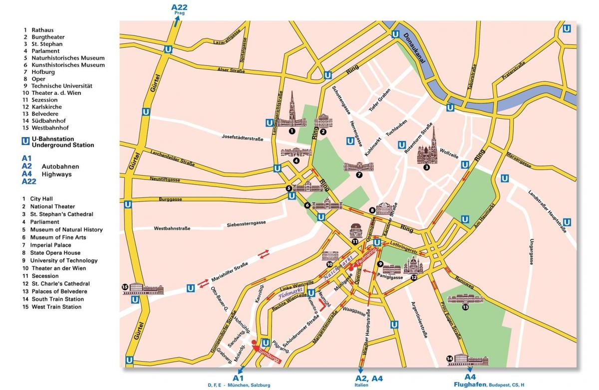 地図ウィーンのリングロード 
