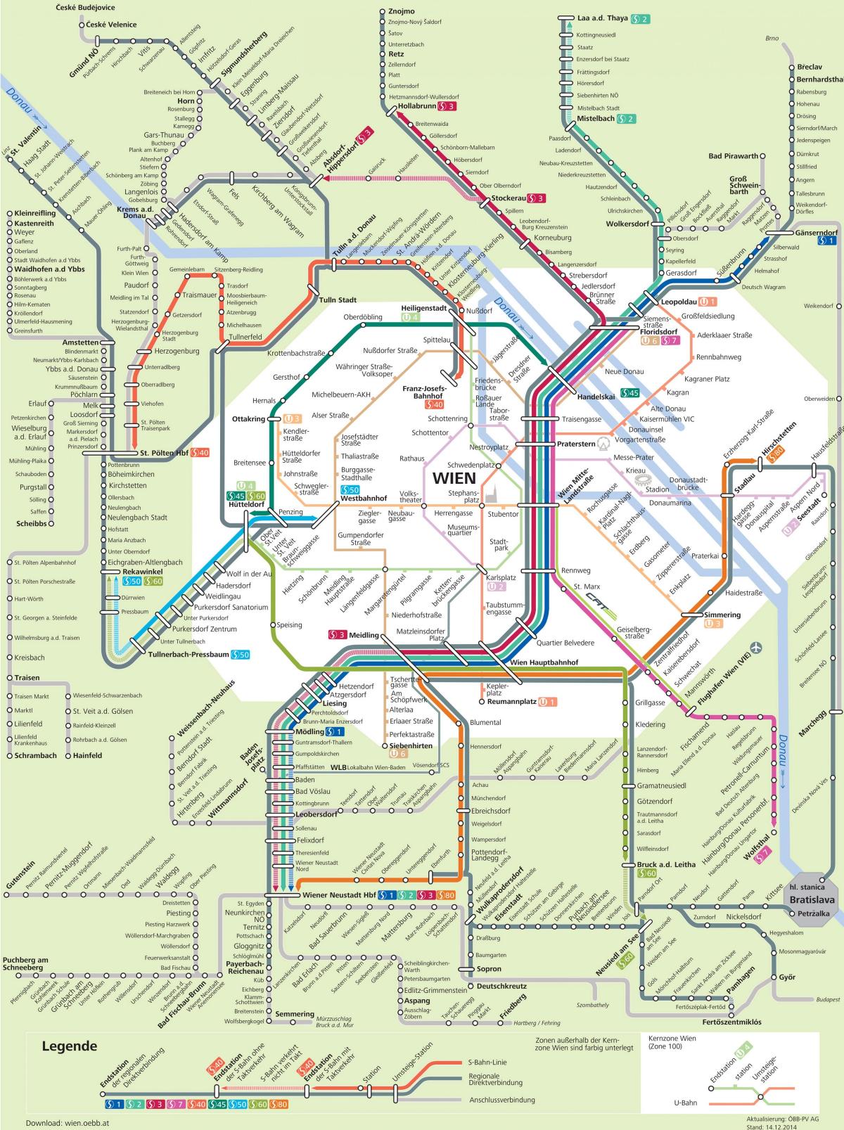 ウィーンの市内交通地図