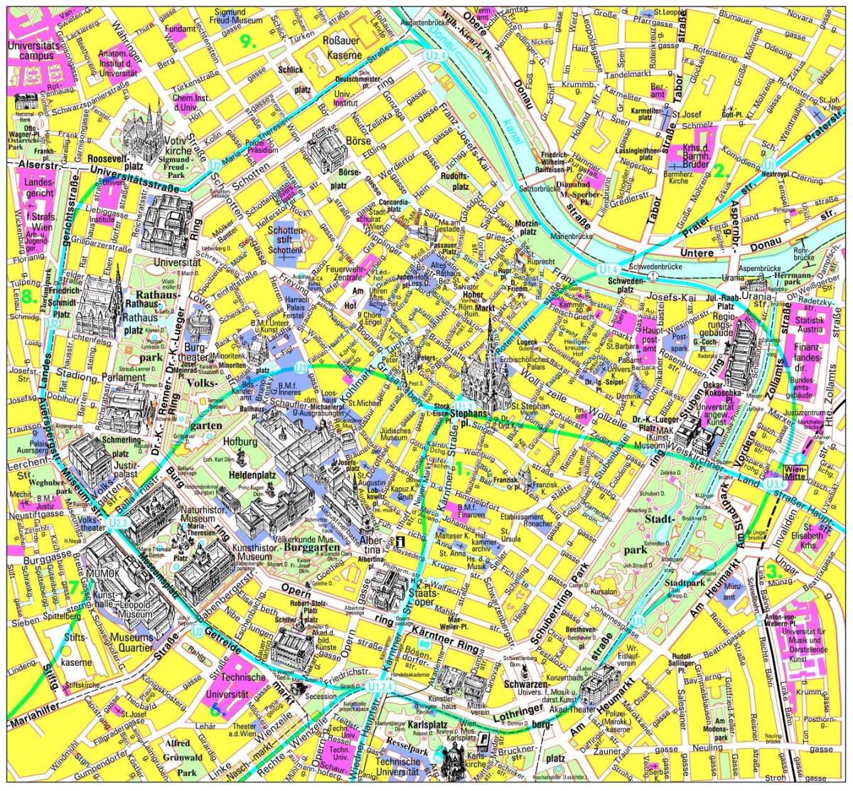 ウィーン訪問場所の地図