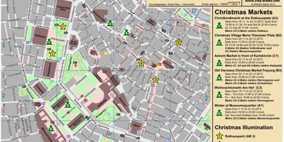 地図ウィーンのクリスマスマーケット