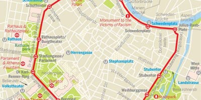ウィーンリングの路面電車路線図