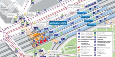 ウィーンの主要鉄道駅の地図